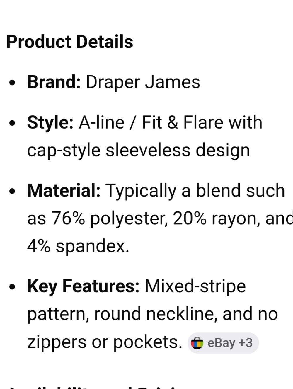Draper James Navy & Pink Striped Fit-and-Flare A Line Dress - Picture 7 of 8